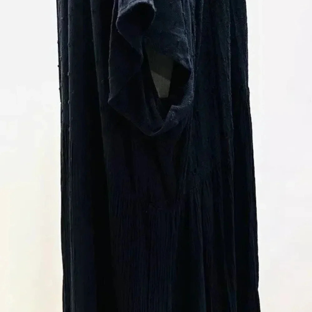 NWT SONOMA Women Short Sleeve Pullover Keyhole Neck Lined Black Maxi Dress Sz 4X - Picture 6 of 12